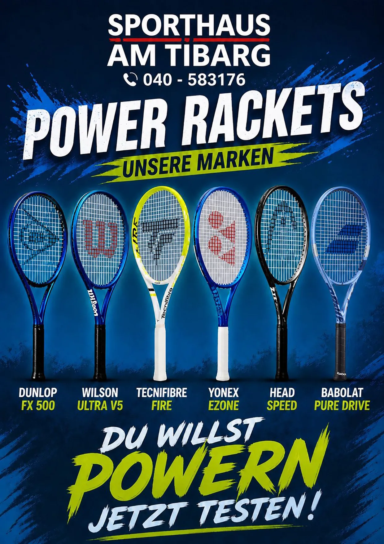 Power Rackets – Tennisschläger von Dunlop, Wilson, Tecnifibre, Yonex, Head und Babolat zum Testen